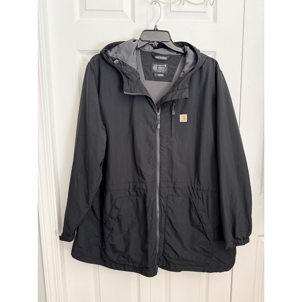 Carhartt Rain Defender Relaxed Fit Hooded Jacket Black OC4221-W Mens 3X